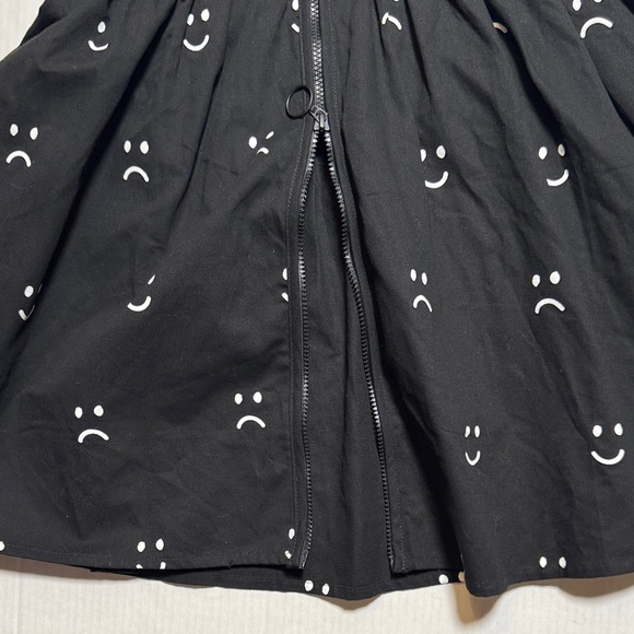 LAZY OAF NWT Happy Sad Gilet Dress Black White Dual Zipper Sleeveless Skater XS - Picture 11 of 16